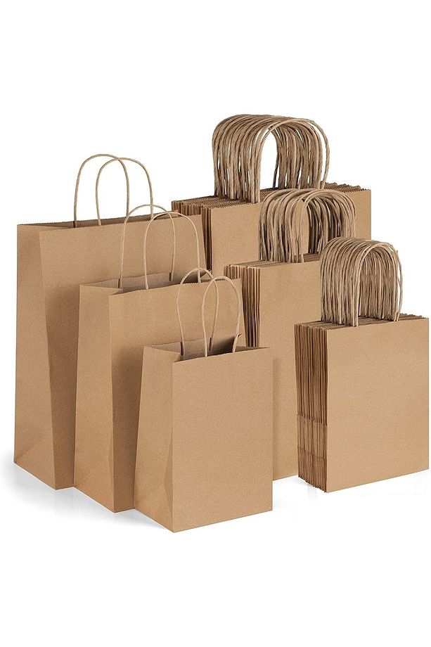 Kraft Kâğıt Poşet (25x12x31 Cm) Burgu Saplı Kâğıt Torba (100 Adet) Kâğıt Çanta - 7