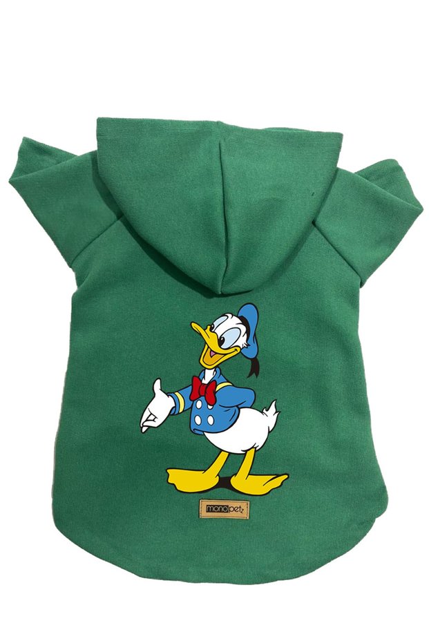 Hooded Fleece Sweatshirt Dog and Cat Outfit & Dress - Green Donald - Size m