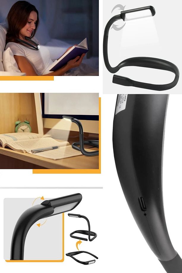 3 Renkli Boyuna Asılan Esnek Güçlü Ledli Şarjlı Ayarlanabilir Kitap Okuma Işığı Kitap Okuma Lambası - 4