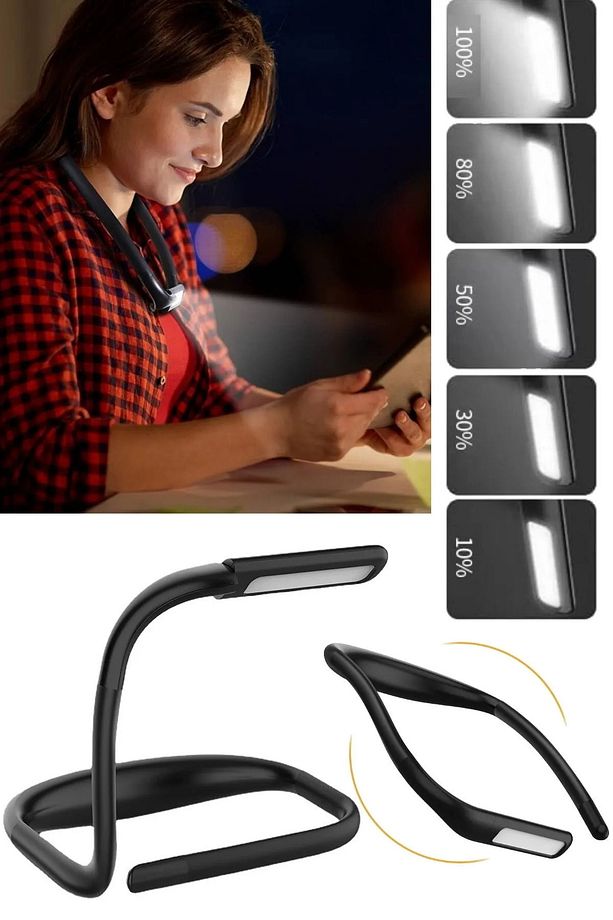 3 Renkli Boyuna Asılan Esnek Güçlü Ledli Şarjlı Ayarlanabilir Kitap Okuma Işığı Kitap Okuma Lambası - 8