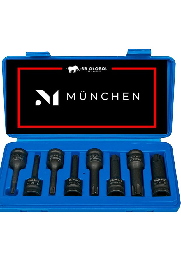8 Parça 1/2 Drive Impackt Torx Bit Lokma Takımı T30-t80 - 1