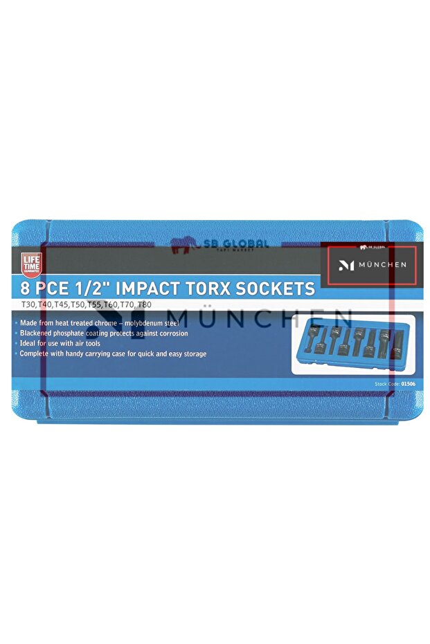 8 Parça 1/2 Drive Impackt Torx Bit Lokma Takımı T30-t80 - 2
