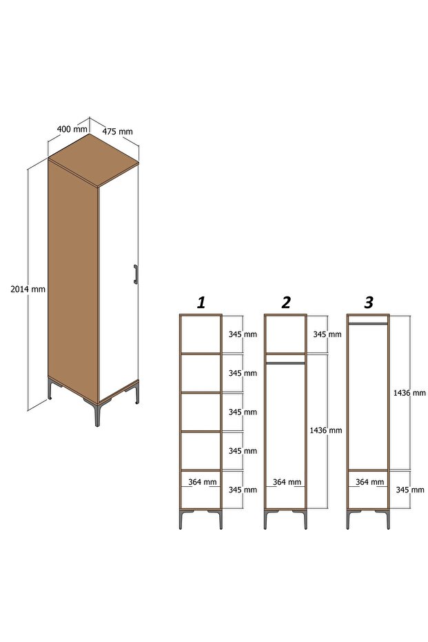 Kumsal 1 Kapılı Gardrop R - Ceviz - 8