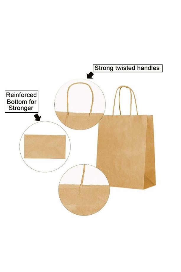 Kraft Kâğıt Poşet (29x15x29 Cm) Burgu Saplı Kâğıt Torba (25 Adet) Kâğıt Çanta - 5