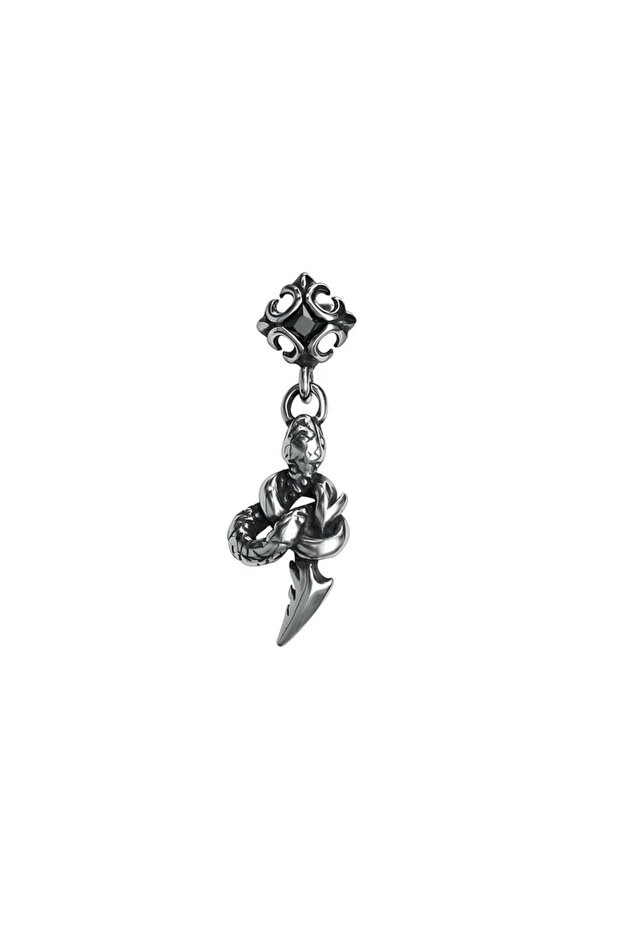 Zircon Stone Stud Model Hanging 316l Steel Men's Earring with Snake Accessory