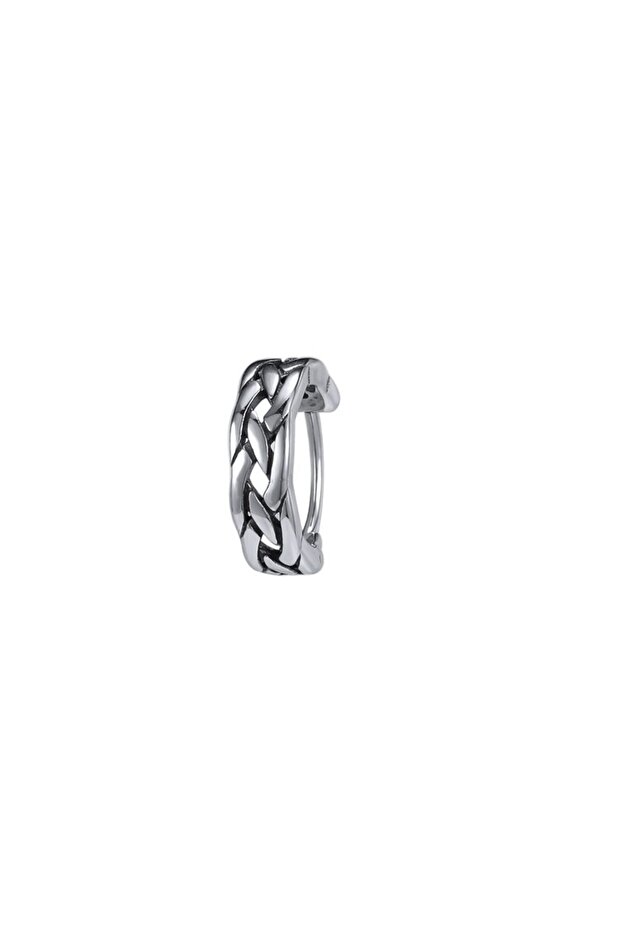 Knitted Design Hoop Modern 316l Steel Snap-on Men's Earrings