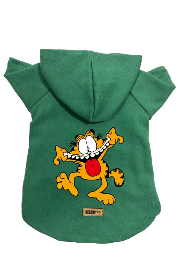 Hooded Fleece Sweatshirt Dog and Cat Outfit & Dress - Green New Garfield - Size L