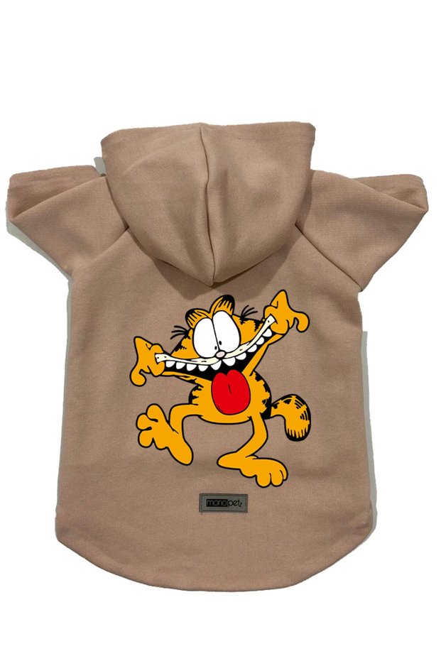 Hooded Fleece Sweatshirt Dog And Cat Outfit & Dress - Beige New Garfield - Size M