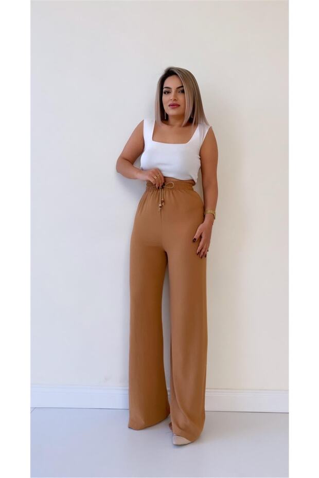 Ayrobin Linen Camel Casual Pants - 3