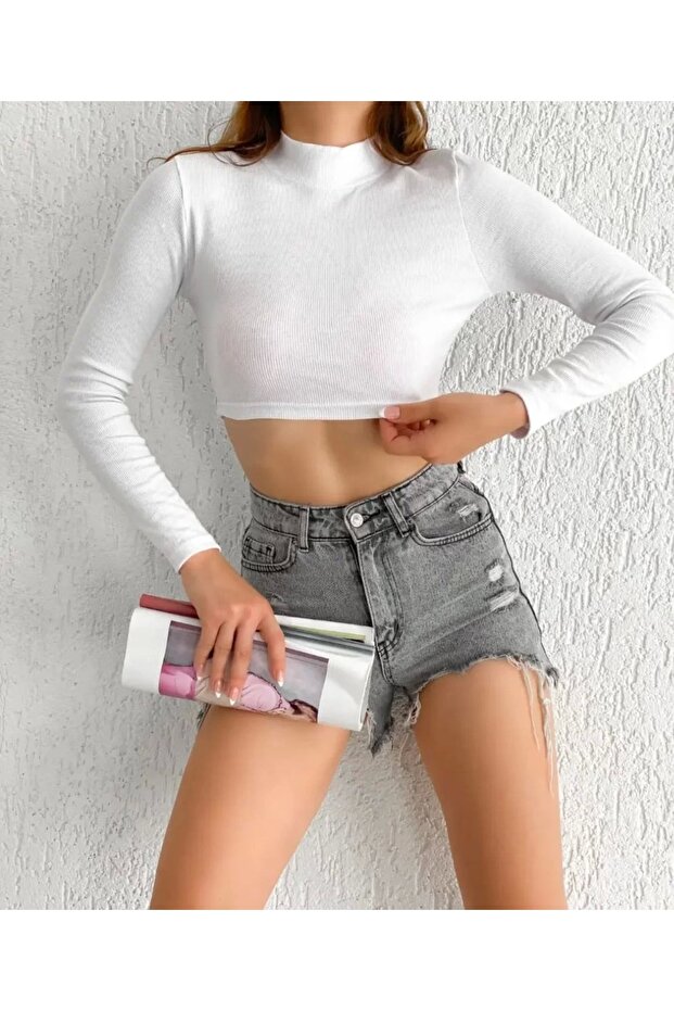 الياقة المدورة بروتيل Croptop