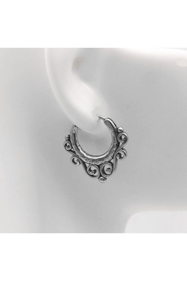 Boutique Patterned Ring Snap Vintage Men's 316l Steel Earrings