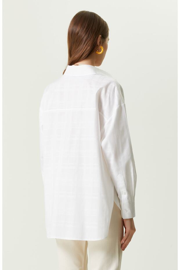 Beyaz Ekose Gömlek - 5