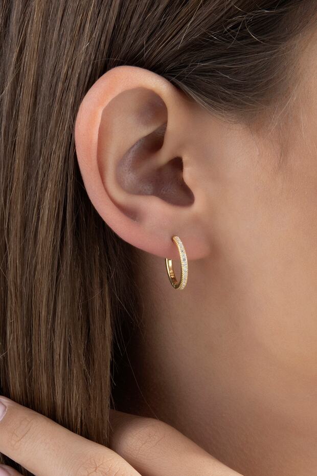 Gümüş 15mm Halka Küpe - 1