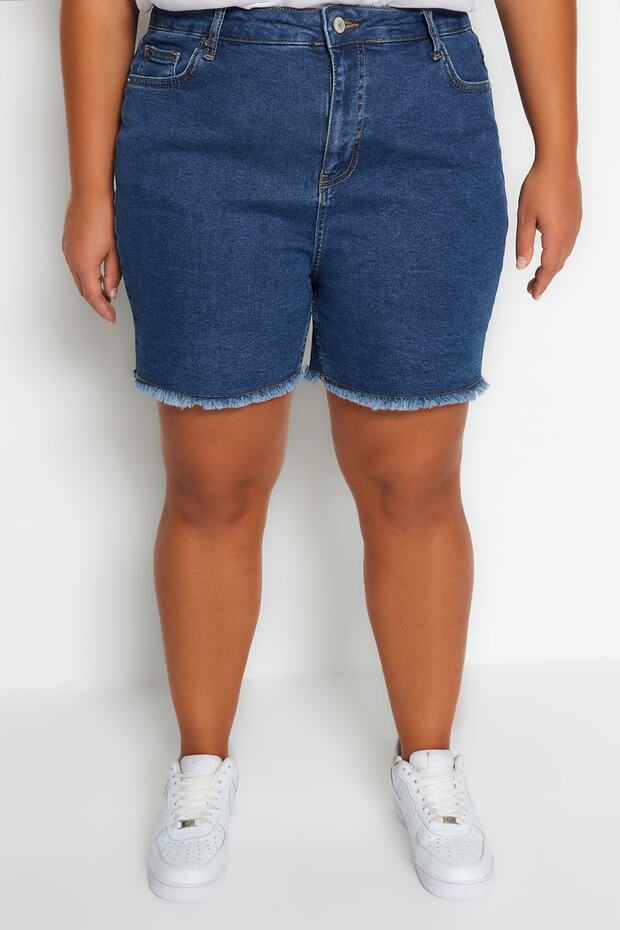 Mavi Yüksek Bel Esnek Skinny Denim Şort & Bermuda TBBSS22AP0008 - 5