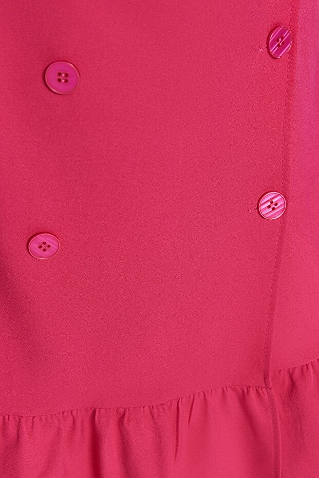Fukszia nagyméretű mini háromnegyedes ujjú kabátruha - TBBAW23AH00042 - 4
