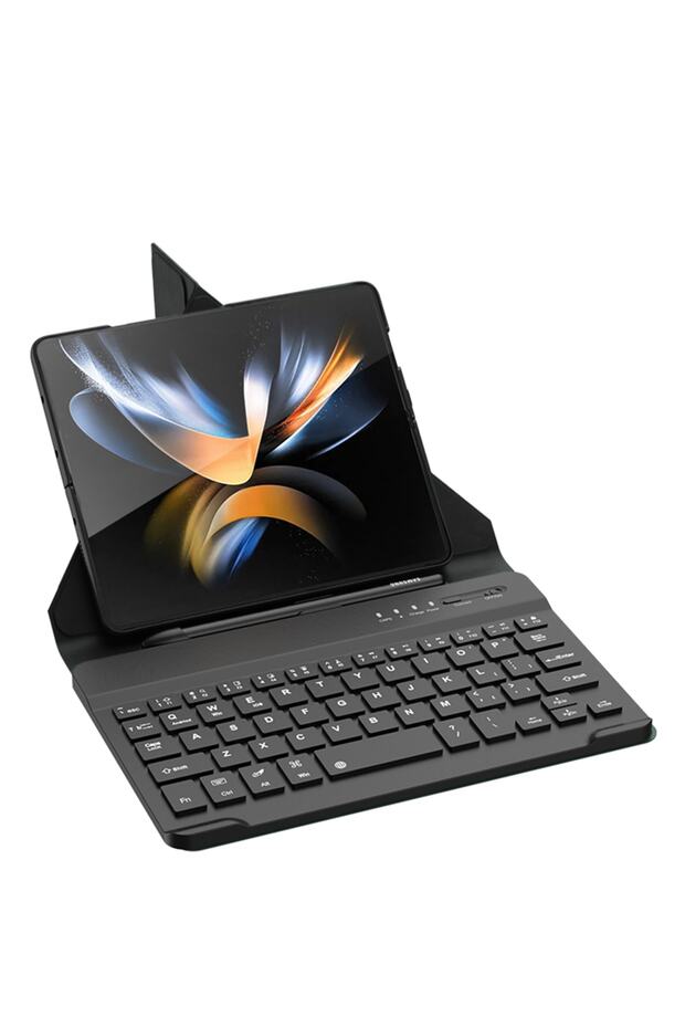 Samsung Galaxy Z Fold 4 Uyumlu Klavye Standlı Bluetooth Klavyeli Kılıf Kalem Bölmeli Manyetik Kapak - 3