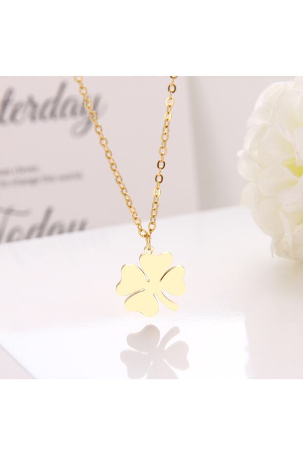 Stainless Steel Clover Necklace Gold