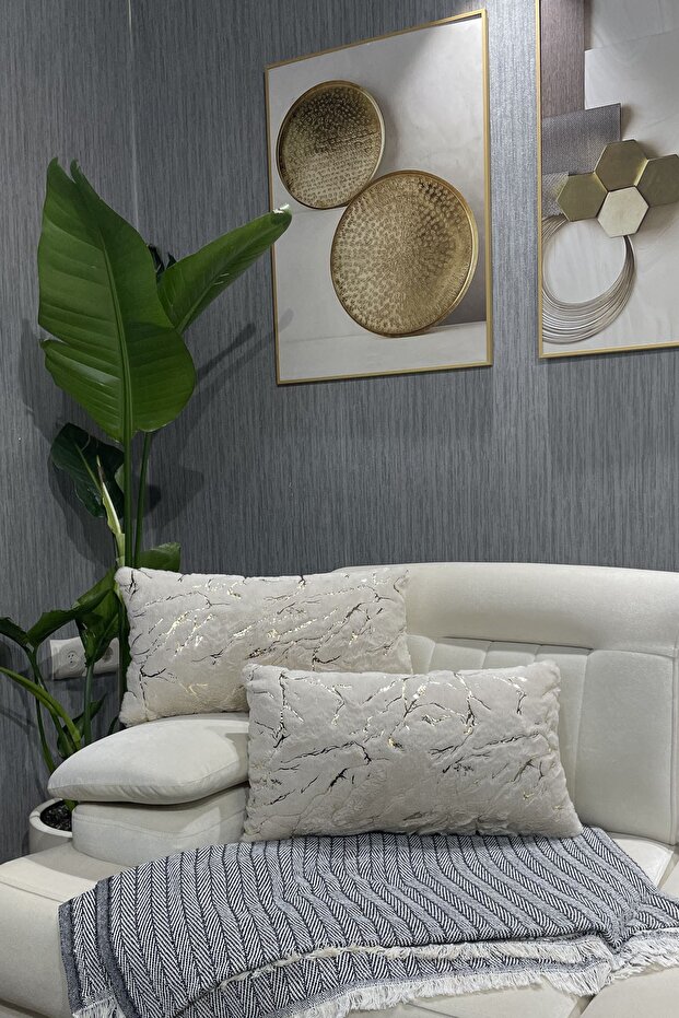 Gilded Plush Rabbit Rabbit Throw Pillow Cover Rectangular - cream - 1