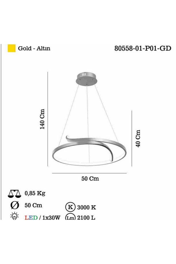 Barta Yuvarlak Ledlı Altın Avıze 3000k 30w - 2