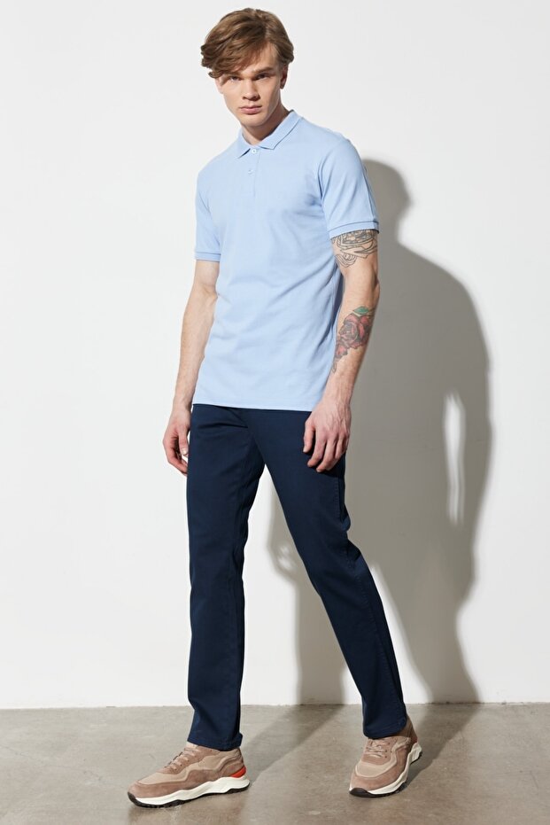 Men's Texas Slim Fit Slim Fit Regular Waist Navy Blue Stretchy Trousers