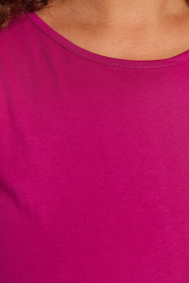 Fuchsia Shift - 100% pamut maxi ruha, nyak és hasíték TBBSS22AH0162 - 3