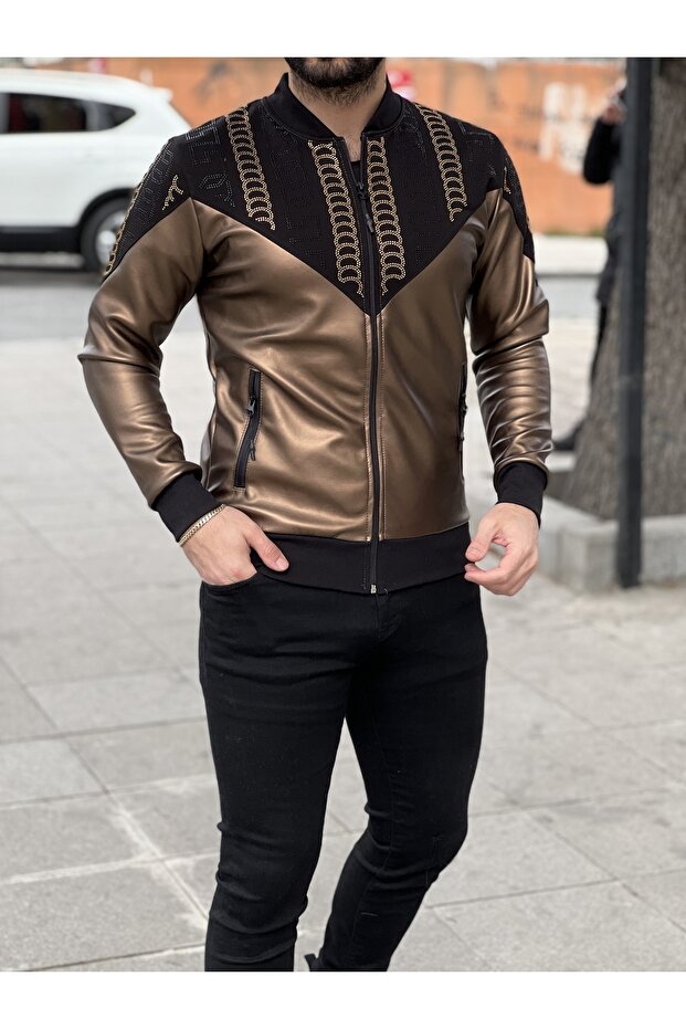 Concept Taşlı Deri Ceket - 1