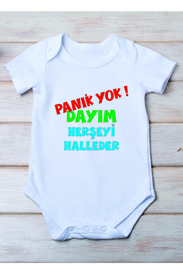 No Panic My Uncle Can Handle Everything Printed Cotton Baby Bodysuit