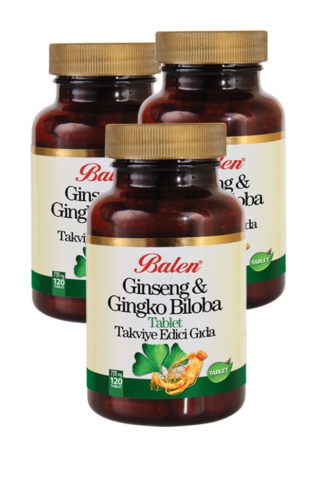 Ginseng & Ginkgo Biloba 720 Mg 120 Tablets X 3 Pieces