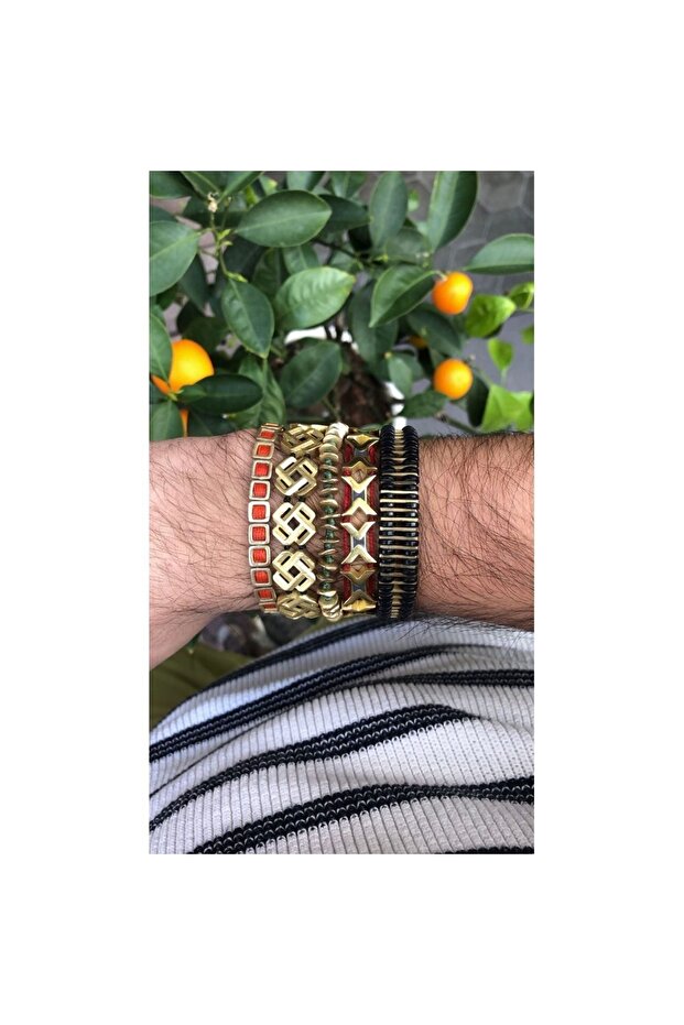 Bronz Parenthesis Bracelet With Enamel - 5