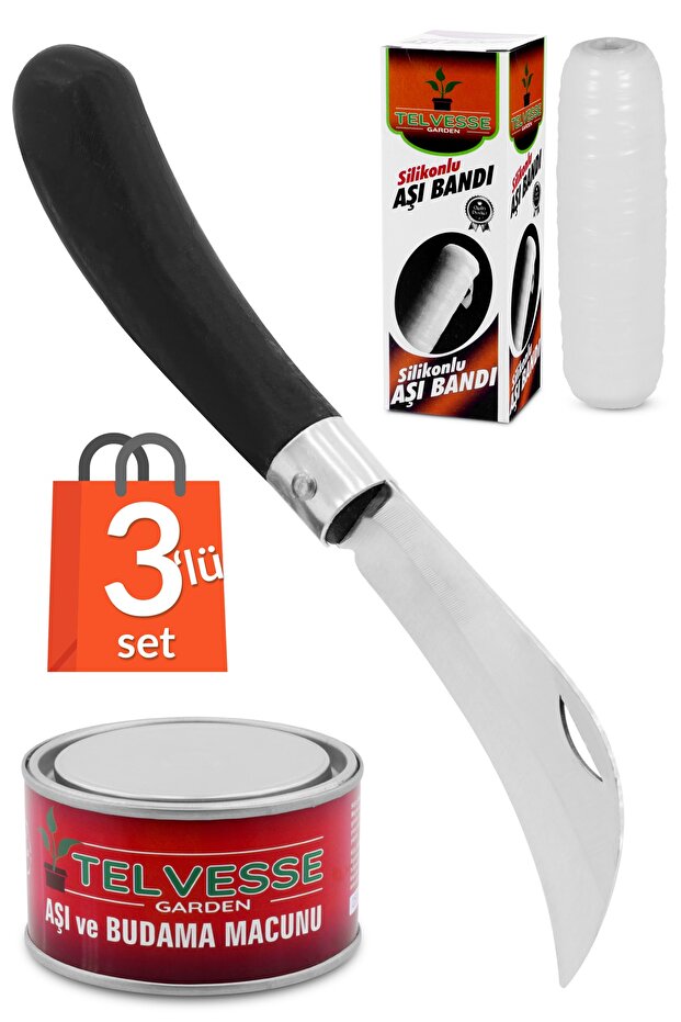 Desan Curved Grafting Knife Grafting Paste Grafting Tape (PACK OF 3) Tree Grafting Set