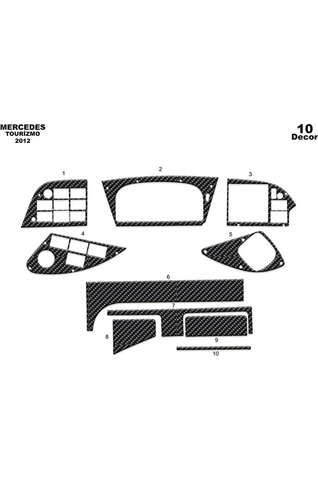 Meriç ® Mercedes Tourismo Front Glove Box Trim Carbon 10 Piece 2012-›