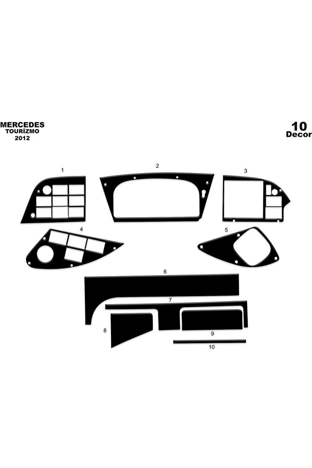 Meriç ® Mercedes Tourismo Front Glove Box Trim Gloss Black 10 Piece 2012-›