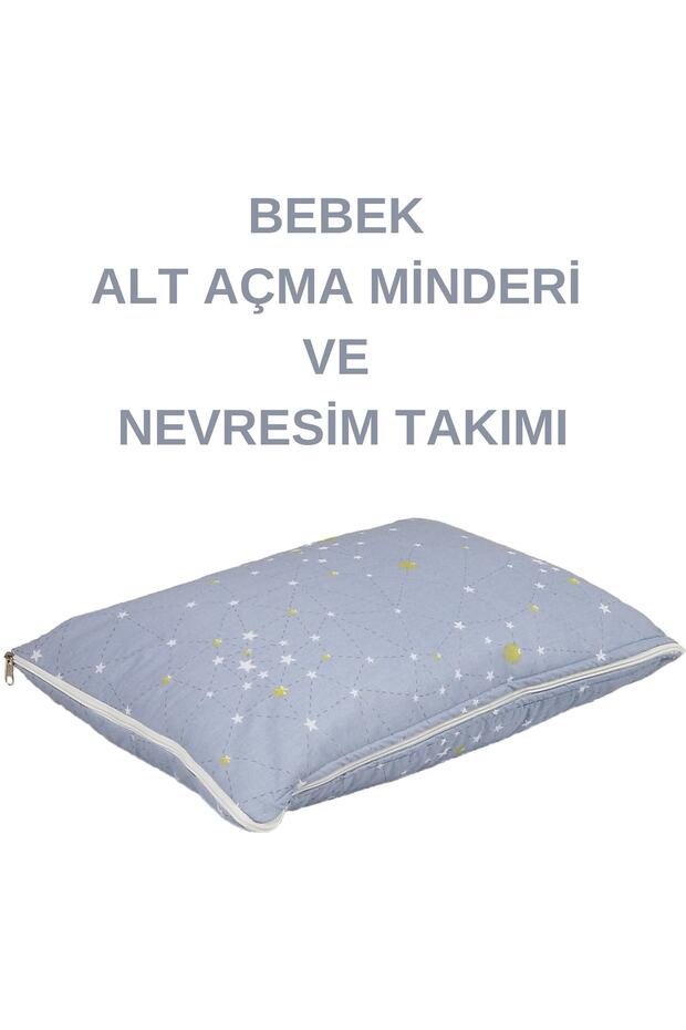 100% Cotton Blue Star Fabric Baby Diaper Cushion and Crib Bedding Set