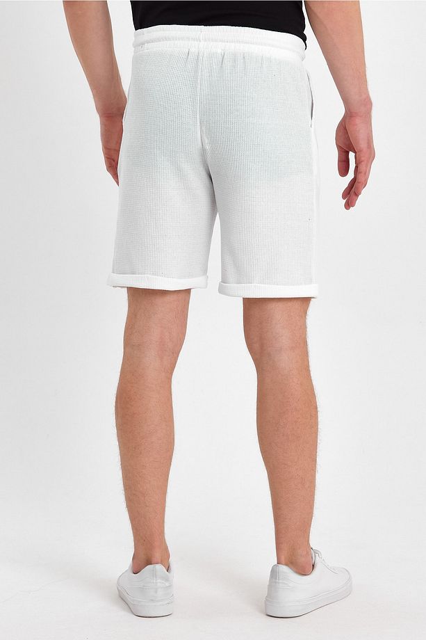 Erkek Waffle Regular Fit Casual Bermuda Şort - 4