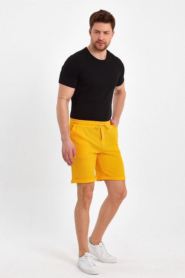 Erkek Waffle Regular Fit Casual Bermuda Şort - 2