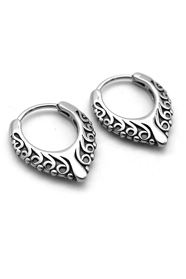 Tribal Patterned Drop Model Vintage Design 316l Steel Men's Earrings