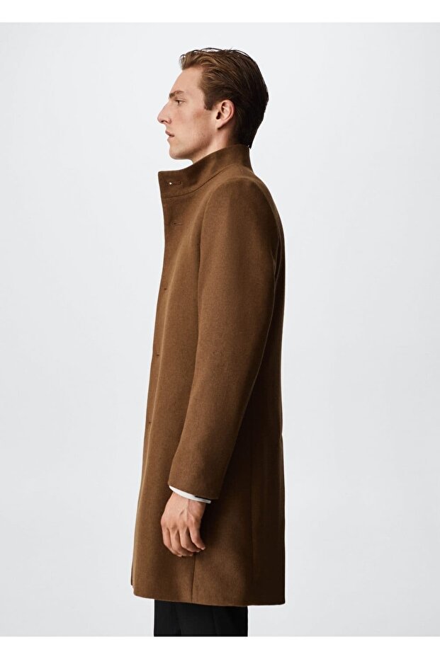 Stand Collar Woolen Coat - 7