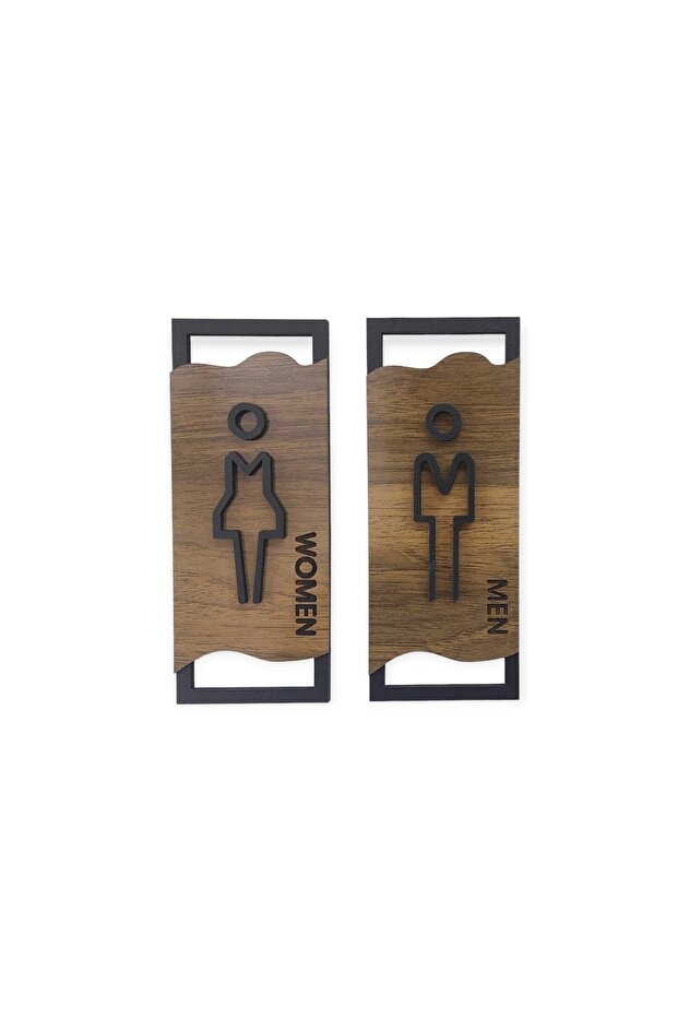 Wooden Patterned Modern Men Women Wc Toilet Direction Sign Office Business Wall Decor