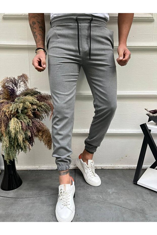 Men's Smoked Basic Relaxed Fit Jogger Pants