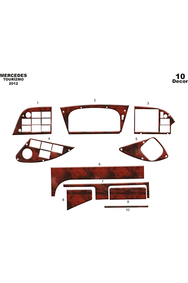 Meriç ® Mercedes Tourismo Front Glove Box Trim Mahogany 10 Pieces 2012-›