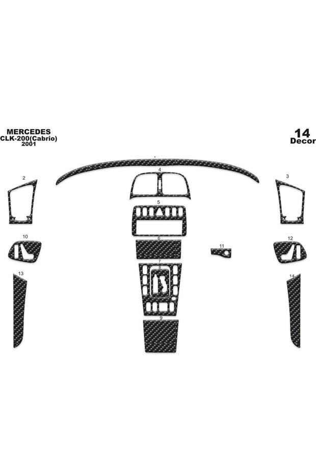 Meriç ®   For Mercedes Clk Convertible Front Glove Box Trim Carbon 14 Piece 1999-2003