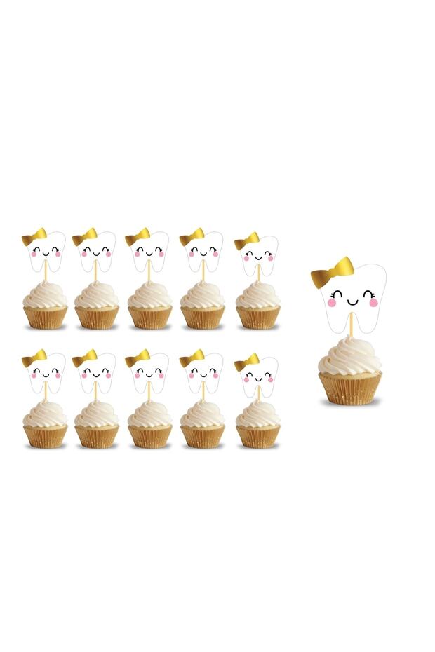 First Tooth Girl Themed Gilded Party Toothpicks 10 Pieces