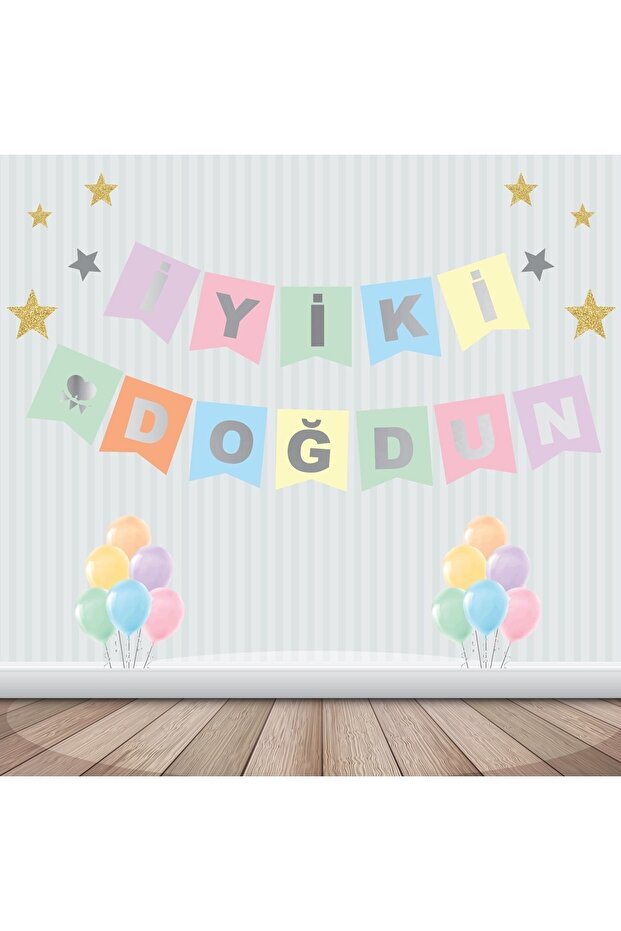Cardboard Writing Gilded Macaron Mixed Color Over Silver Happy Birthday