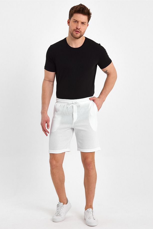 Erkek Waffle Regular Fit Casual Bermuda Şort - 1