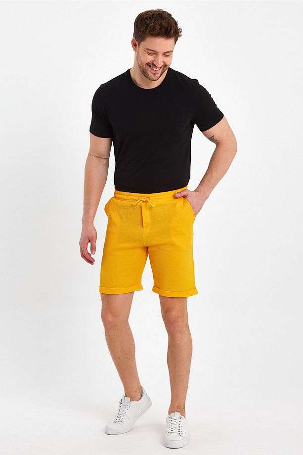 Erkek Waffle Regular Fit Casual Bermuda Şort - 3