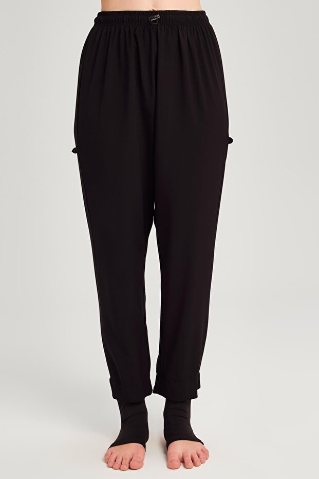 Esnek Dokuma Siyah Performans Pantolon - 1