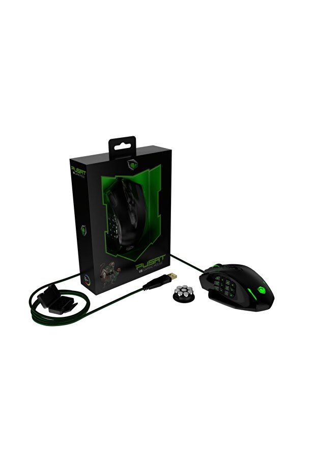V8 12400 Dpı Mmo 18 Tuşlu Kablolu Rgb Oyuncu Mouse - Siyah - 6