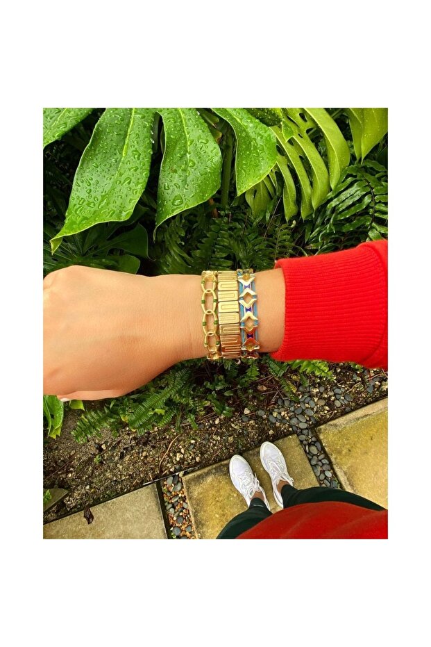 Bronz Parenthesis Bracelet With Enamel - 4