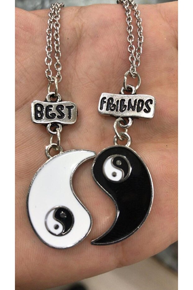 Double Ying Yang Best Friends Written Bff Necklace Accessory Stylish Ornamental Jewelry