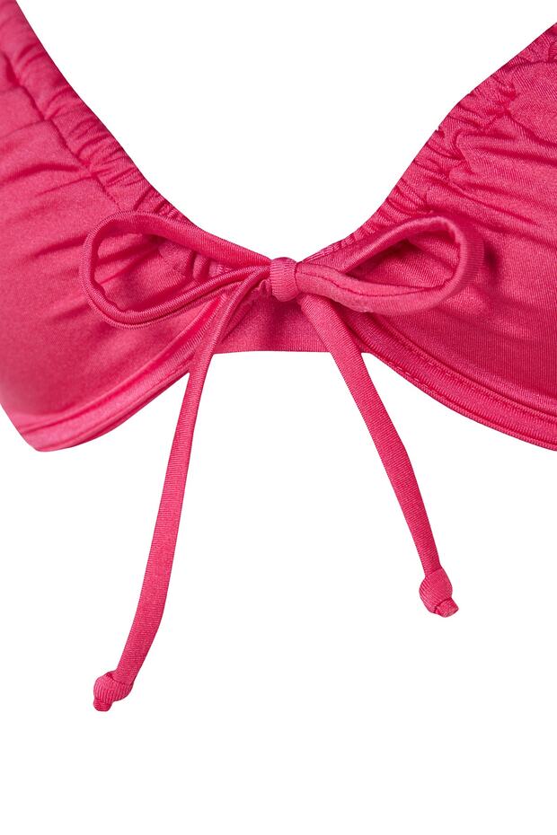 Fuşya Tünelli Balconette Kaplı Brazilian Düşük Bel Bikini Takımı TBESS22BT0021 - 7